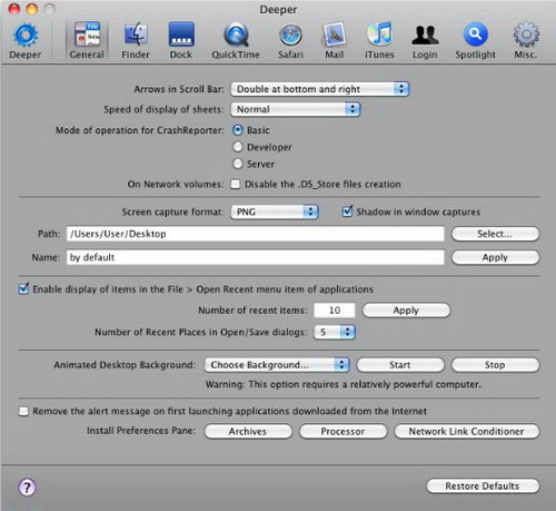 Deeper For Mac OS X 10.6 (SNOW LEOPARD)
